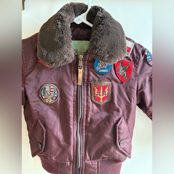 Boys Tommy Top Gun B-15 Burgundy Flight Bomber Jacket Size 4T Toddler Coat - Picture 2 of 15